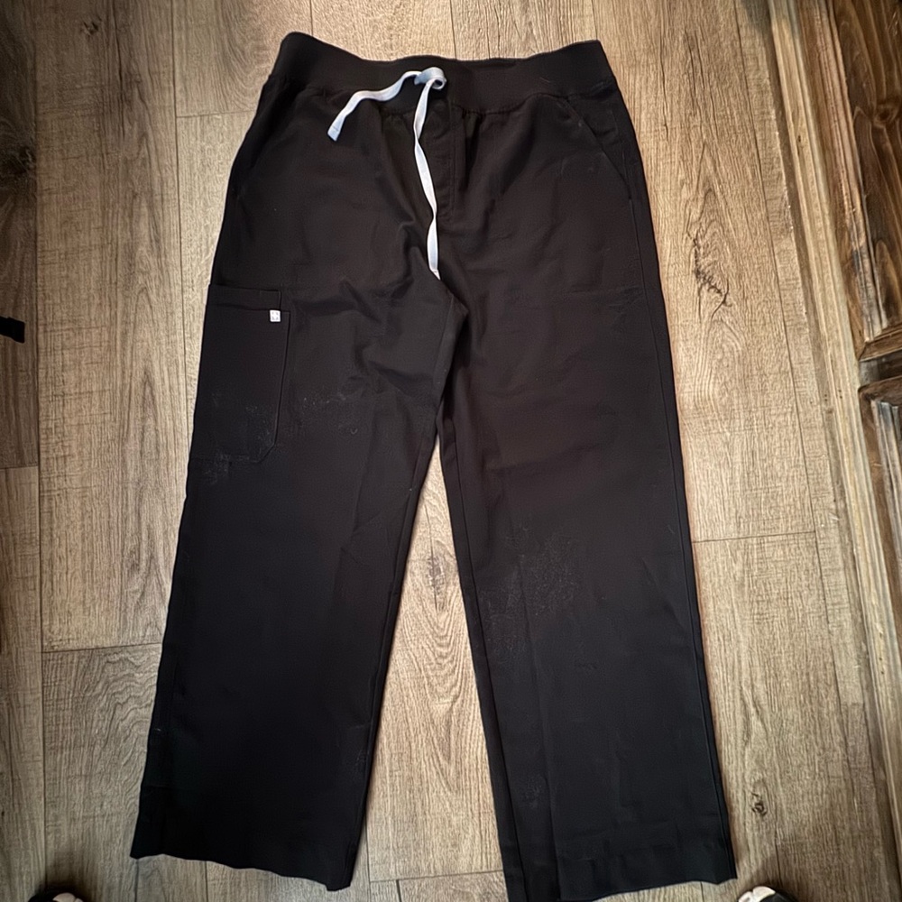Women’s FIGS SCRUBS Black High Waisted Isabel Wide Leg - Scrub Pant